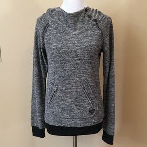 Roxy Hoodie Knit Top   Black/White Pullover